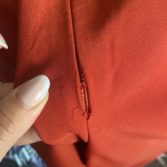 House Of CB, 'Alexis' Rust Extreme Plunge Crepe Jumpsuit - Picture 10 of 11